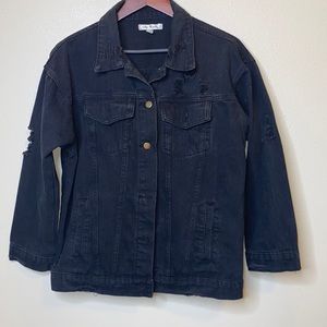 Say What Denim Black Button Jacket